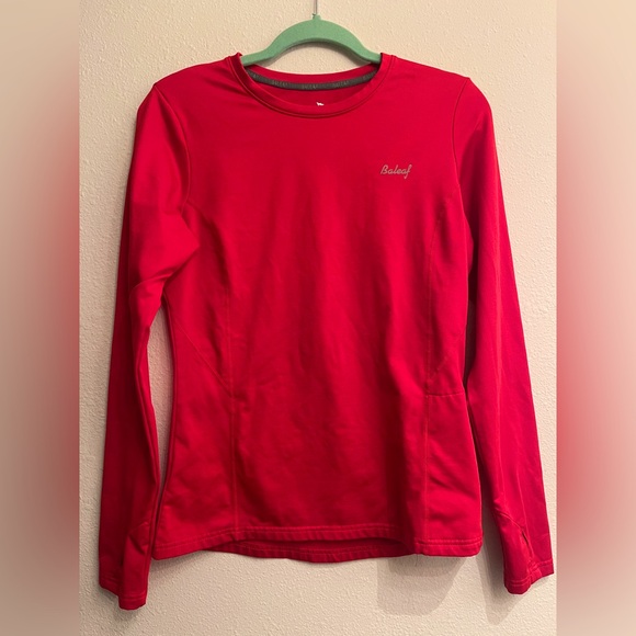 Baleaf Womens Pullover Sweatshirt Red Long Sleeve shirt Round Neck medium - Picture 1 of 9